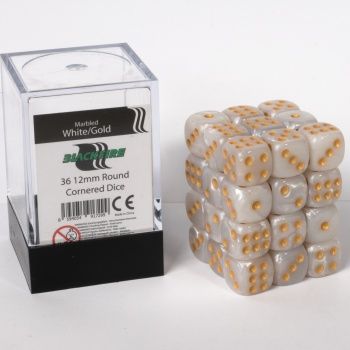 Boite de 36d6 - Marbled White/Gold